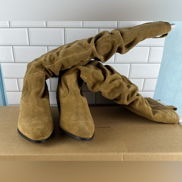 Anthropologie Boots Size:9US Tan  Scrunch Leather Suede Tall - Picture 2 of 7